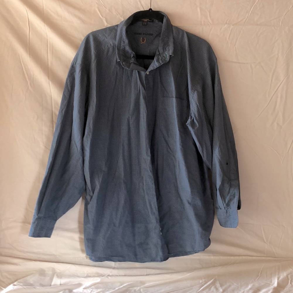 Tommy Hilfiger, 17 1/2 34-35, Blue/White/Gray